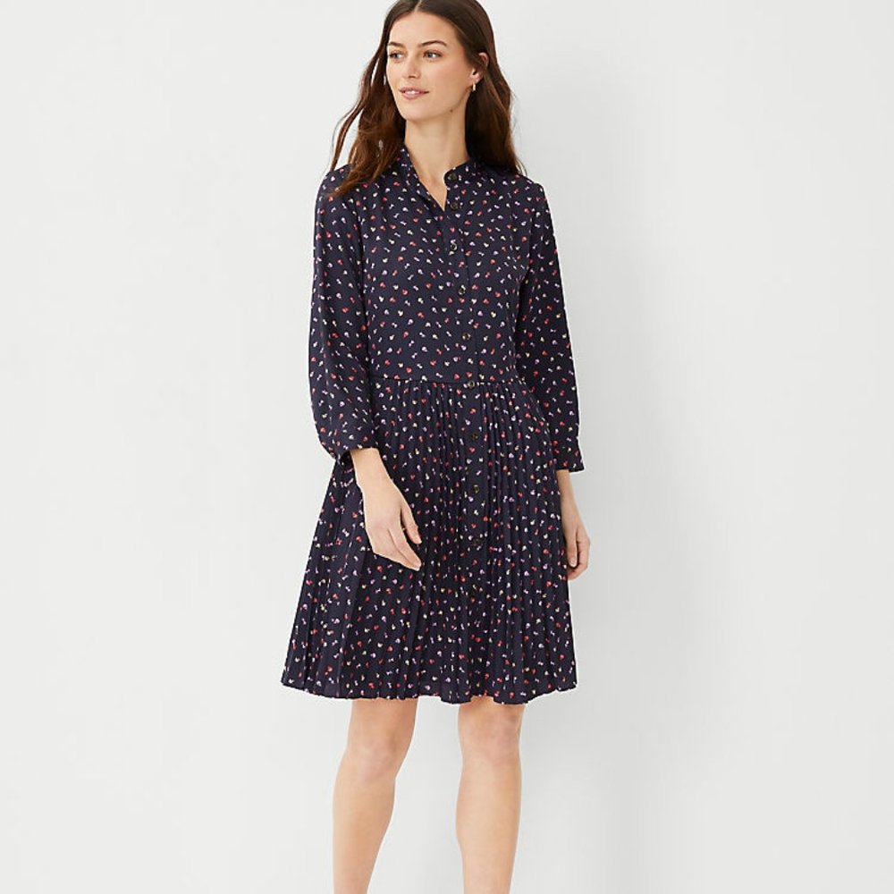 Ann Taylor Petite Floral Pleated Shirtdress